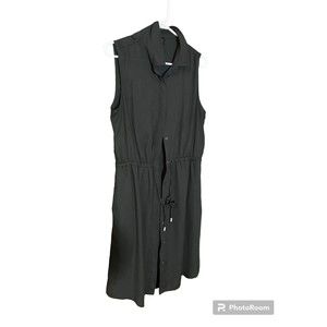 Ladys BLACk MASSIMO L 100% Polyester button up blouse sleeveless light